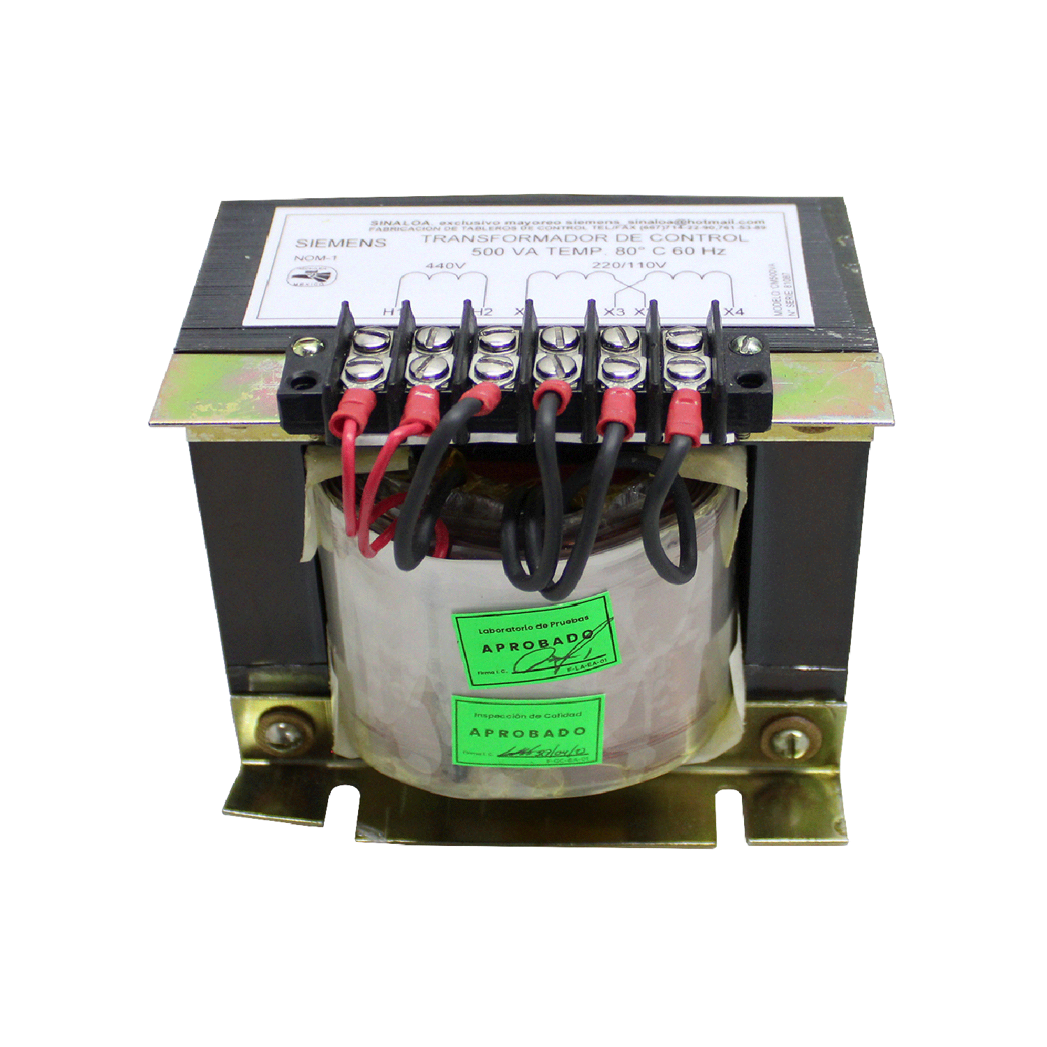 Imagen de TRANSFORMADOR DE CONTROL 500 VA PRIM.440V, SEC.220/110V   ORION