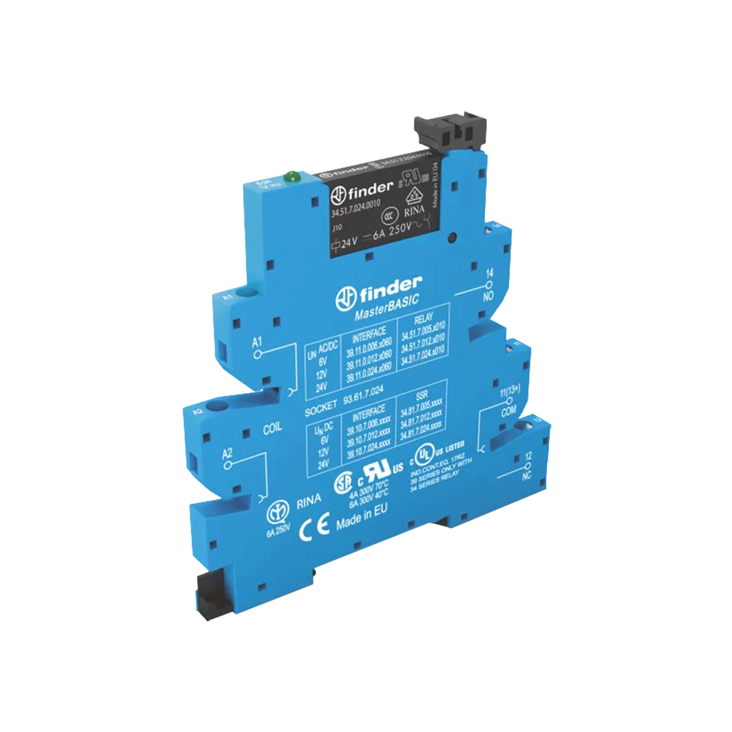 Imagen de RELEVADOR TIPO INTERFASE 1CC (24VAC/DC) 6A 39.11.0.024.0060 BASE 93.61.7.024 Y RELE 34.51.7.024.0010
