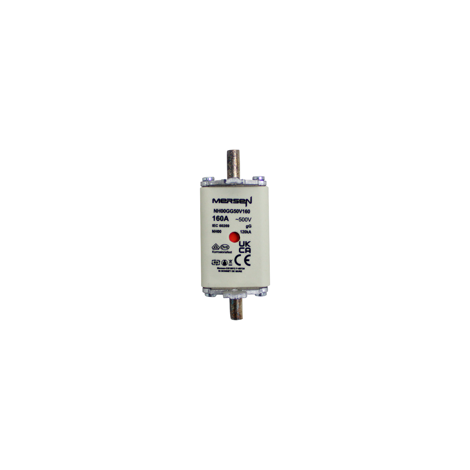 Imagen de FUSIBLE NH TAMAÑO 00 160A 500V AC, 250V DC NH00GG50V160 MERSEN
