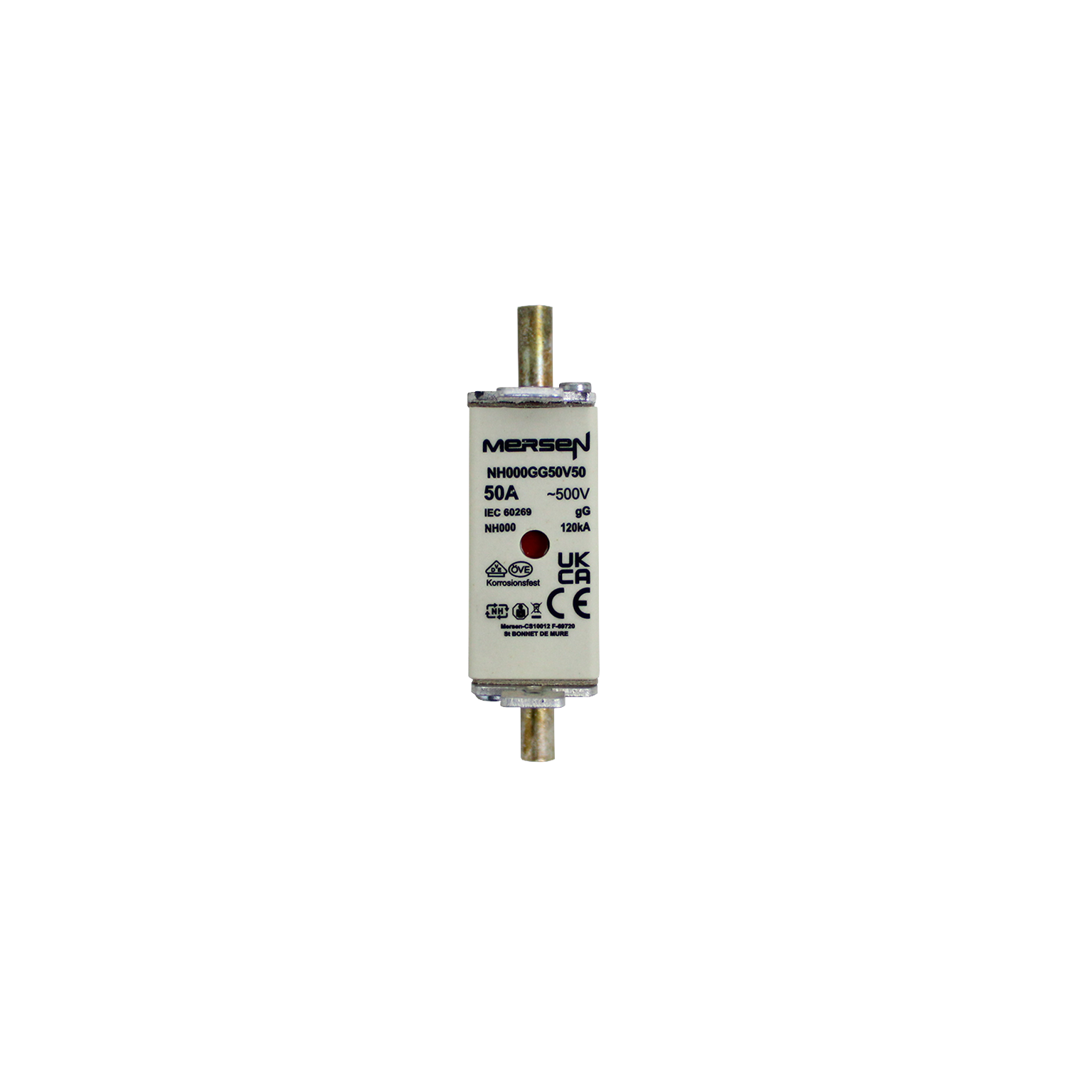 Imagen de FUSIBLE NH TAMAÑO 000 50A 500V AC, 250V DC NH000GG50V50 MERSEN