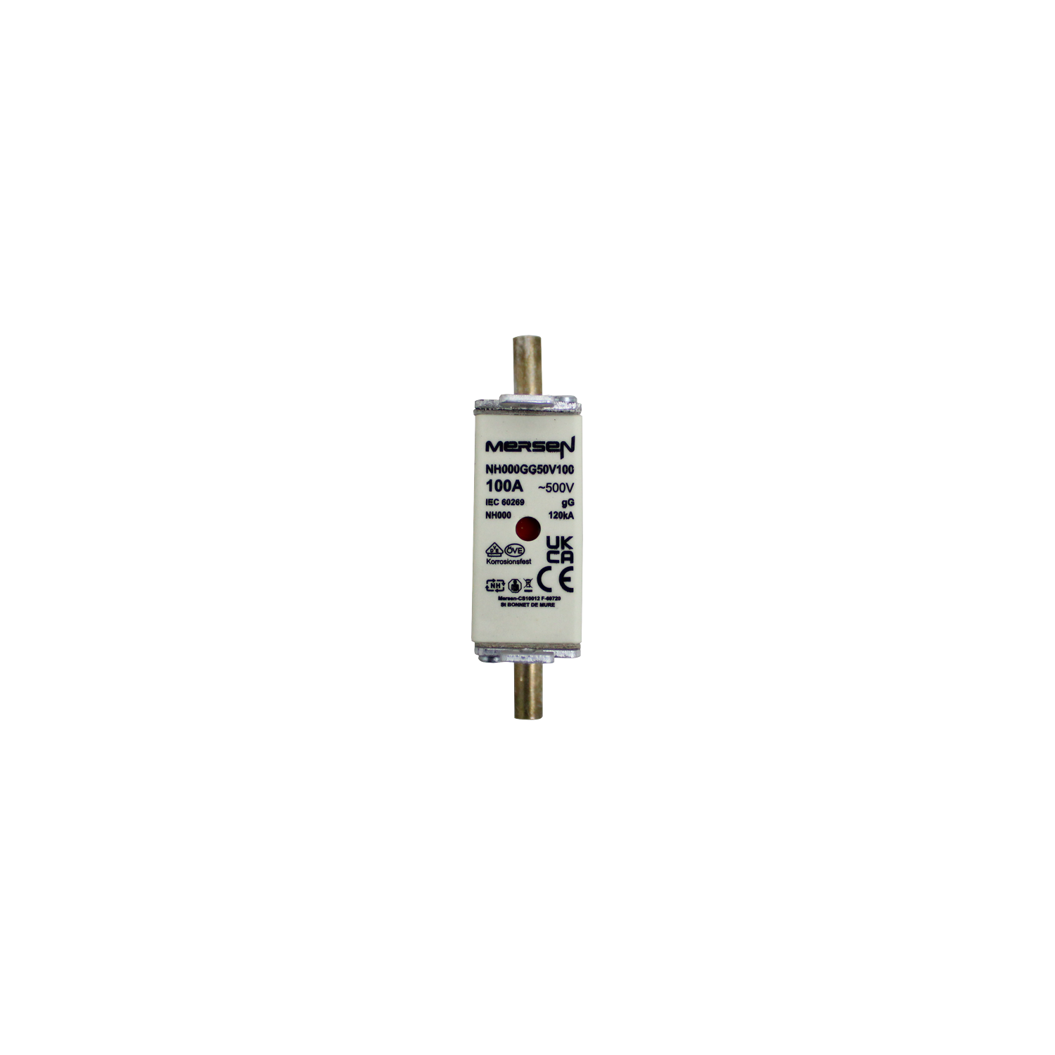 Imagen de FUSIBLE NH TAMAÑO 000 100A 500V AC, 250V DC NH000GG50V100 MERSEN