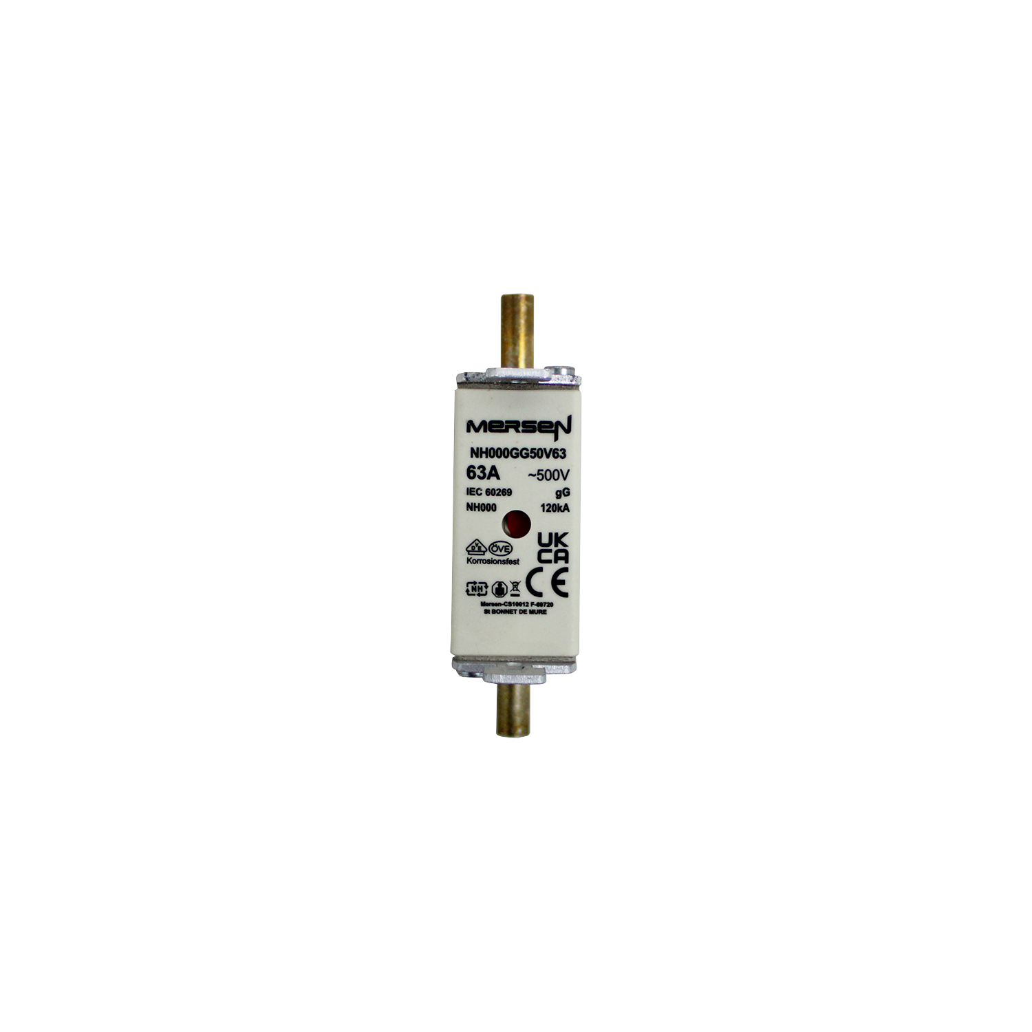 Imagen de FUSIBLE NH TAMAÑO 000 63A 500V AC, 250V DC NH000GG50V63 MERSEN