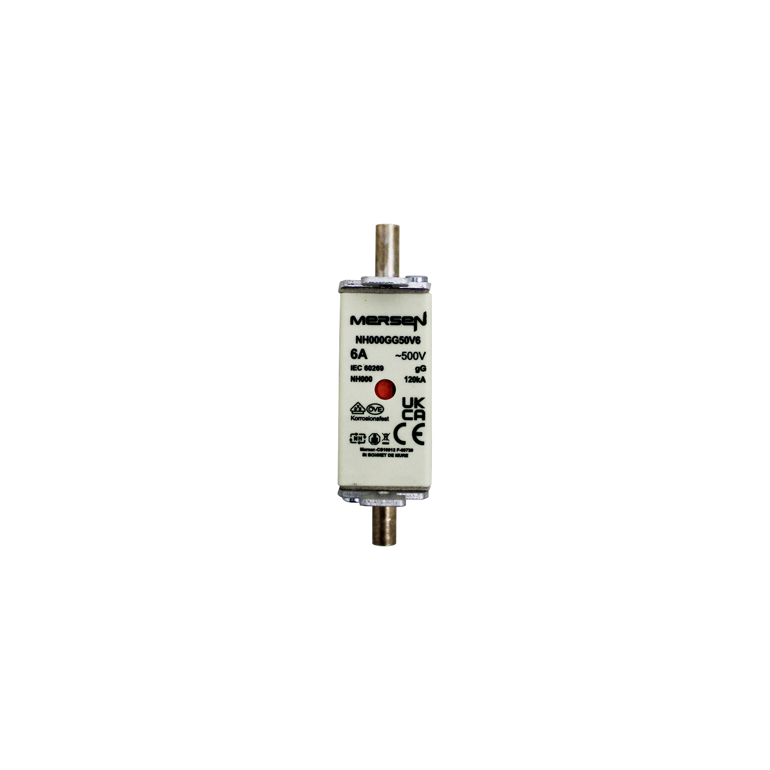 Imagen de FUSIBLE NH TAMAÑO 000 6A 500V AC, 250V DC NH000GG50V6 MERSEN