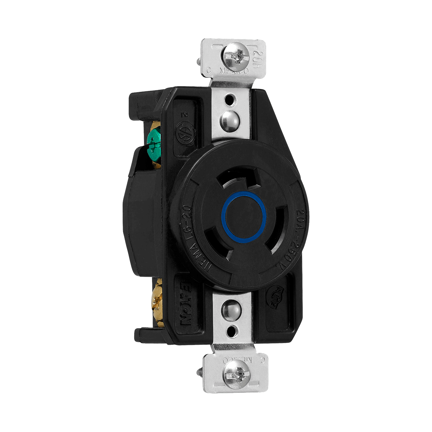 Imagen de CONTACTO MEDIA VUELTA 2P 3H 20A 250V AC NEMA L6-20 GRADO INDUSTRIAL