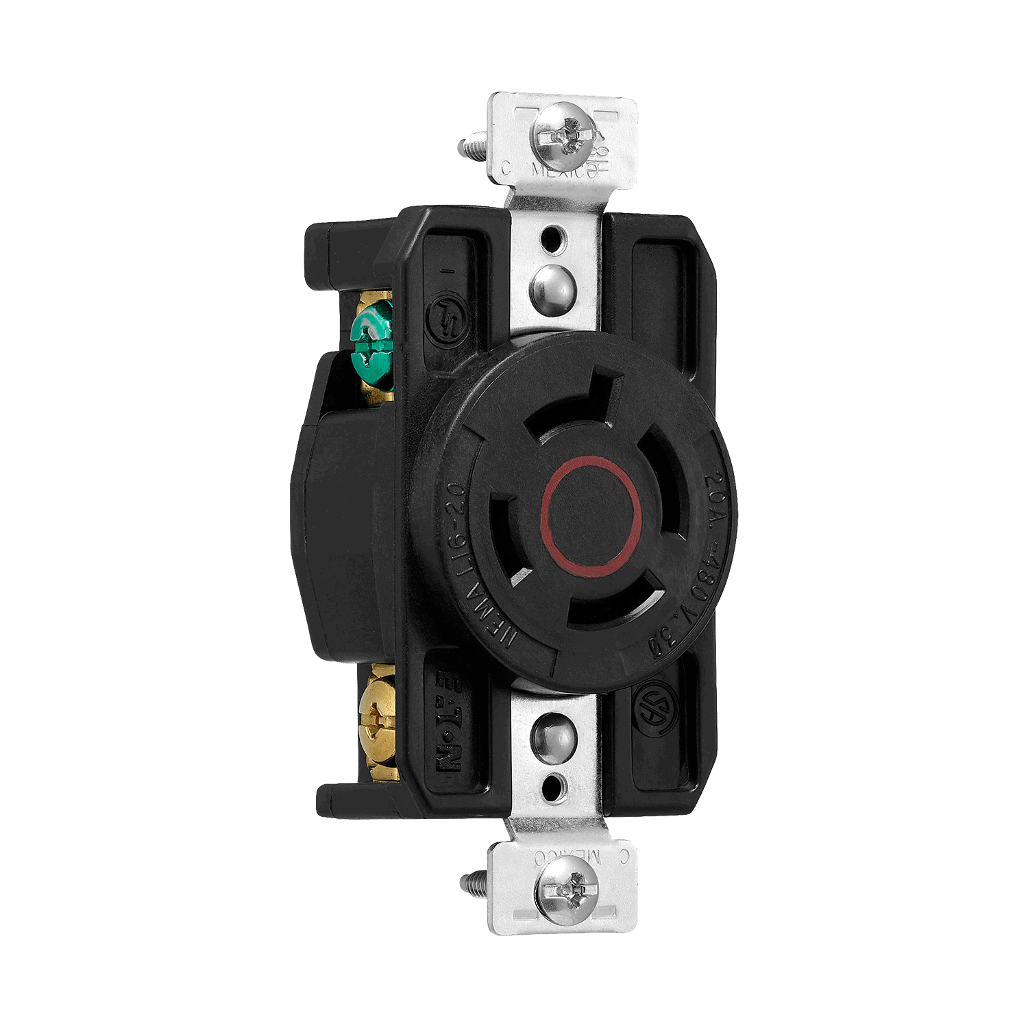 Imagen de CONTACTO MEDIA VUELTA 3P 4H, 20A 3F 480V AC NEMA L16-20 GRADO INDUSTRIAL