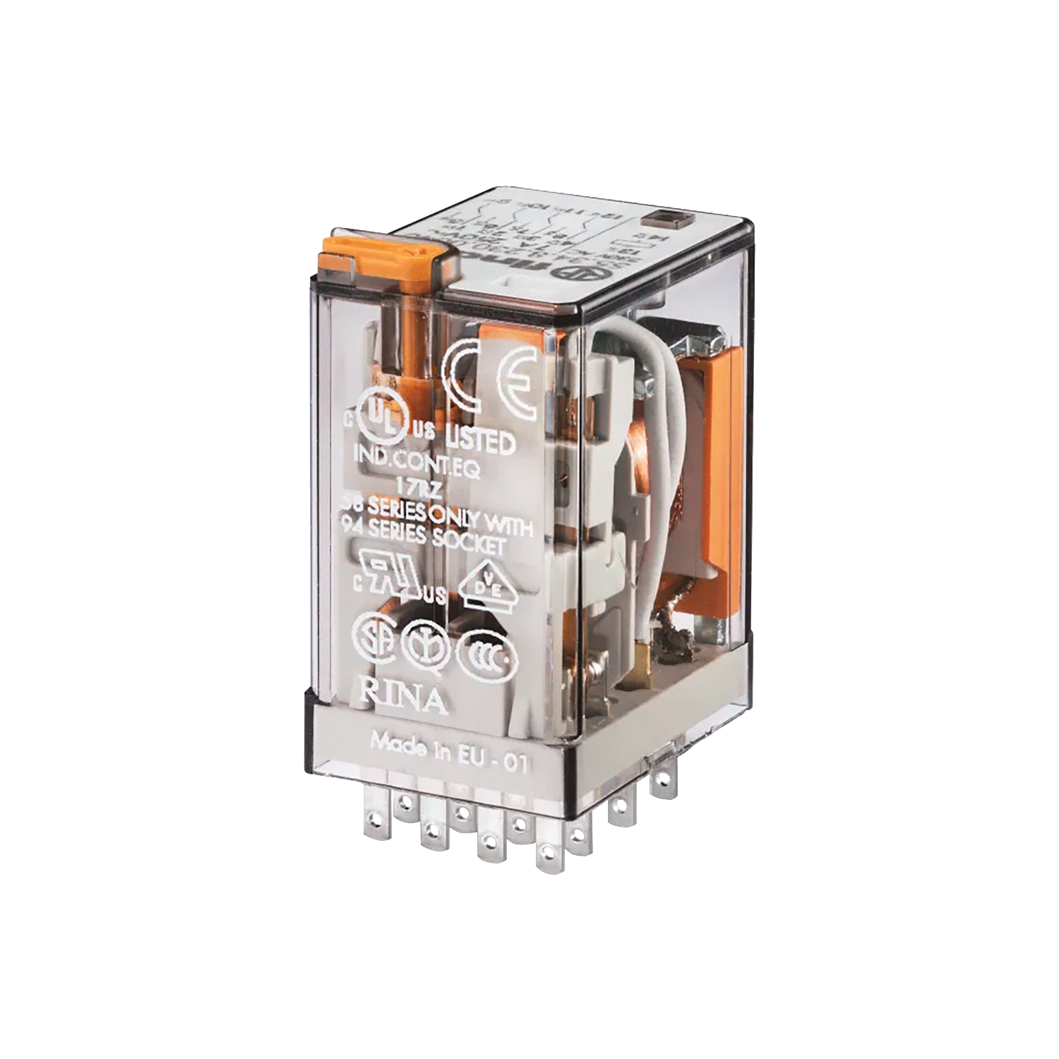 Imagen de RELEVADOR INDUSTRIAL 4CC (24VAC) 7 A CON PULSADOR DE PRUEBA Y LED 55.34.8.024.0054