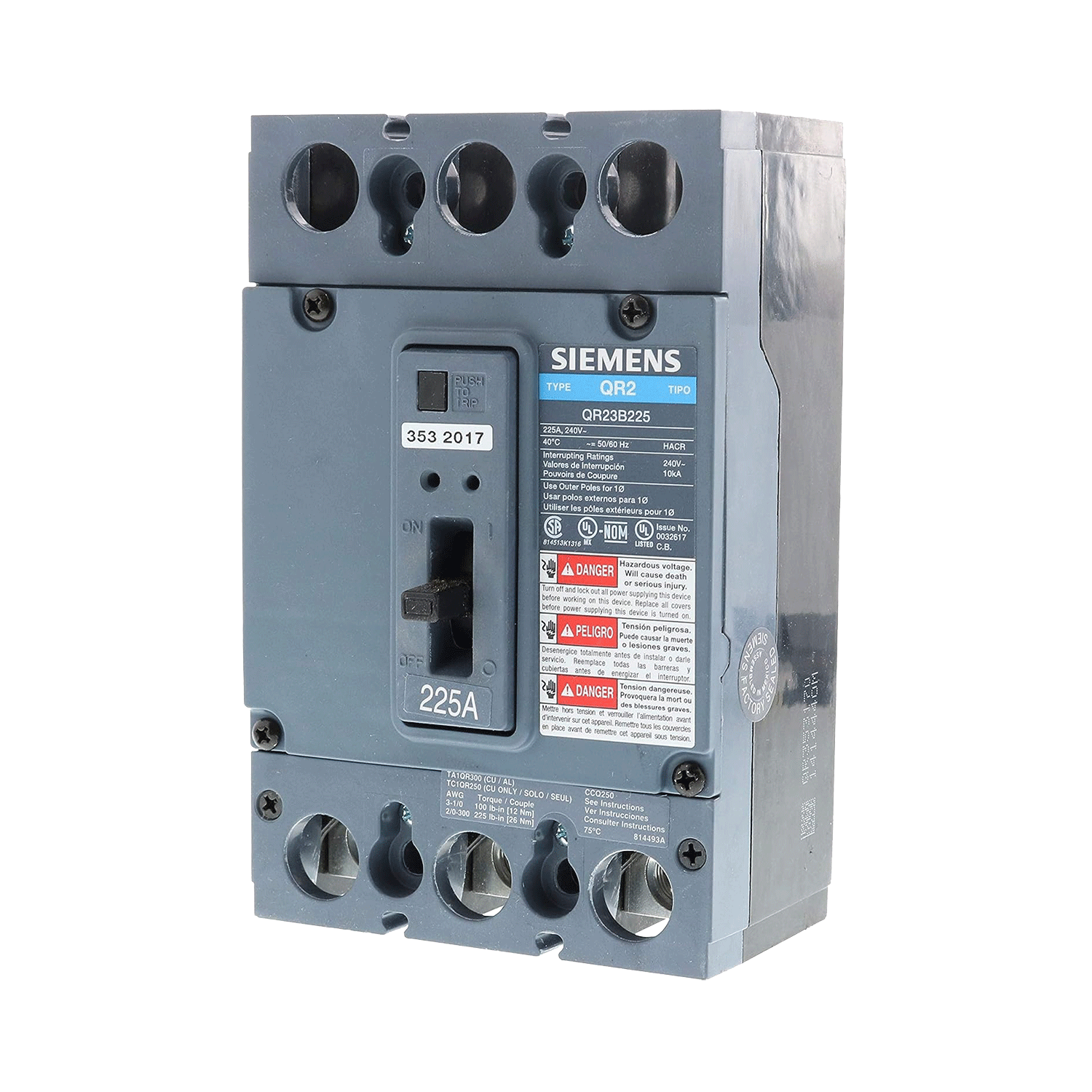 Imagen de INTERRUPTOR QR2 3X225A 10KA/240V
