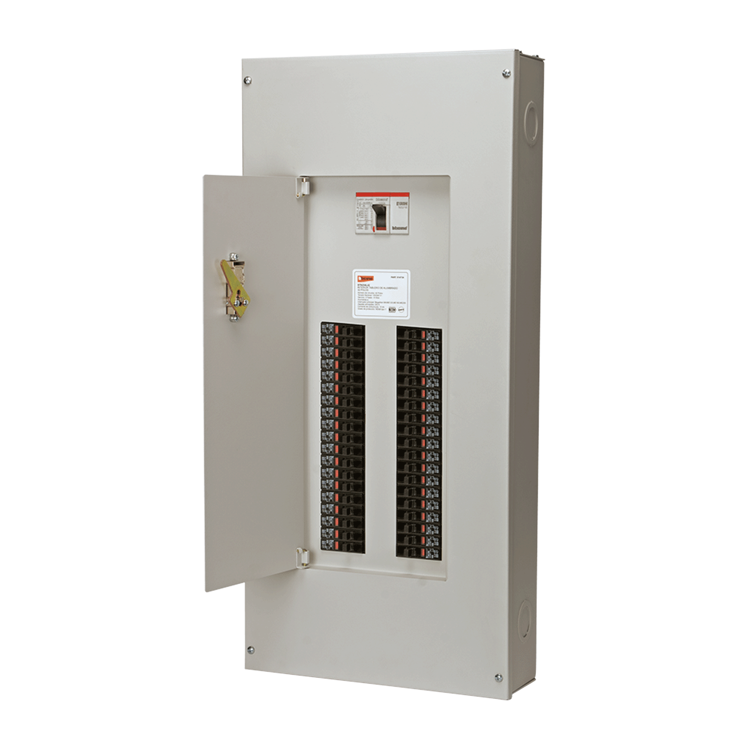 Imagen de CAJA E INTERIOR PARA CENTRO DE CARGA DE 42 POLOS, ZAPATAS PRINCIPALES 200 A, 240/120V~,3F-4H, 10 KA