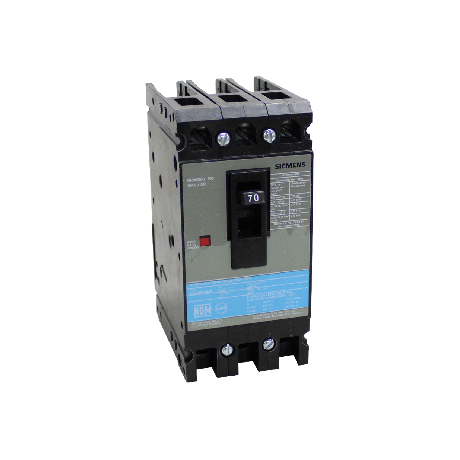 Imagen de INTERRUPTOR ED4 3X70A 65KA/240, 18KA/480V