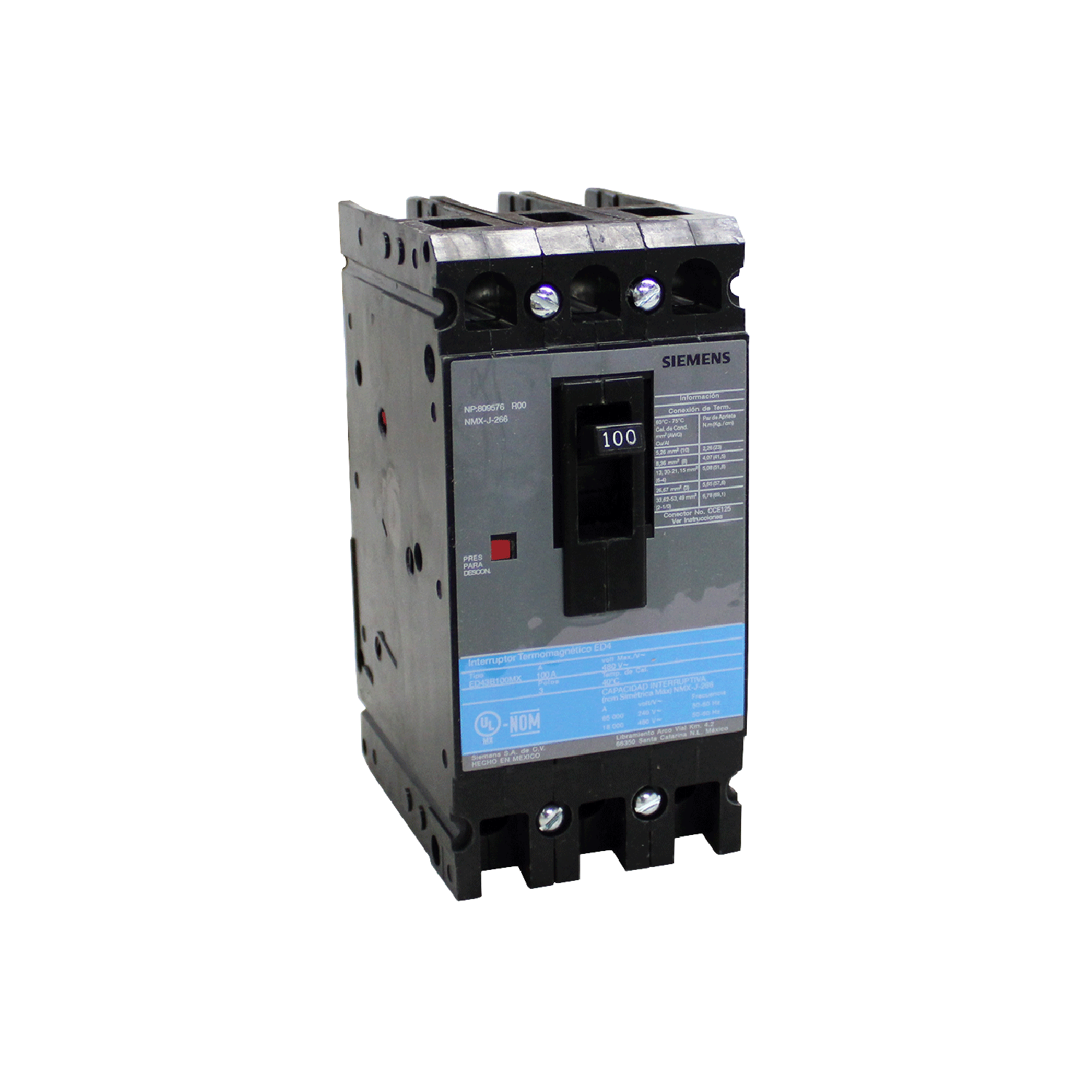 Imagen de INTERRUPTOR ED4 3X100A 65KA/240, 18KA/480V