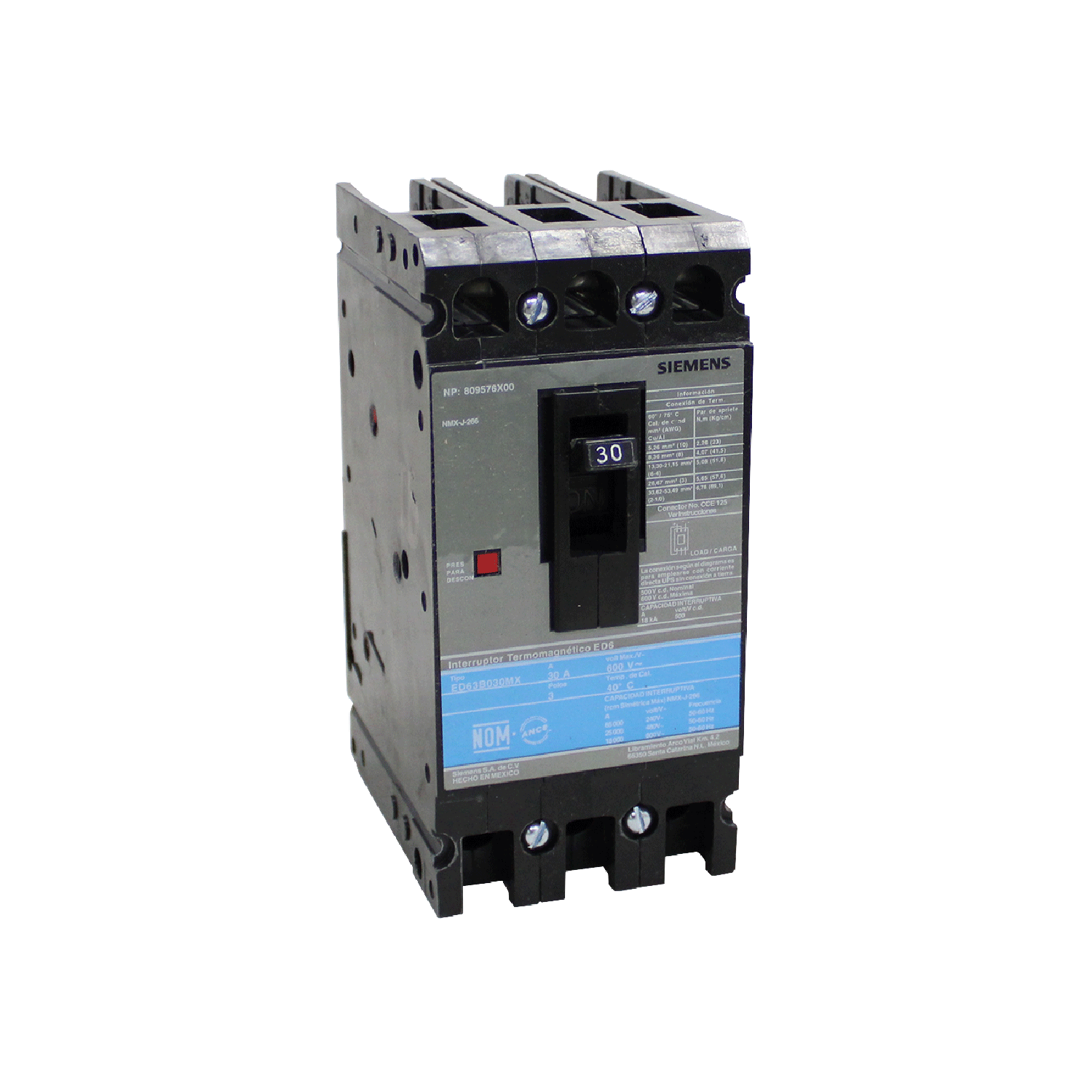 Imagen de INTERRUPTOR ED6 3X30A 65KA/240, 25KA/480, 18KA/600V