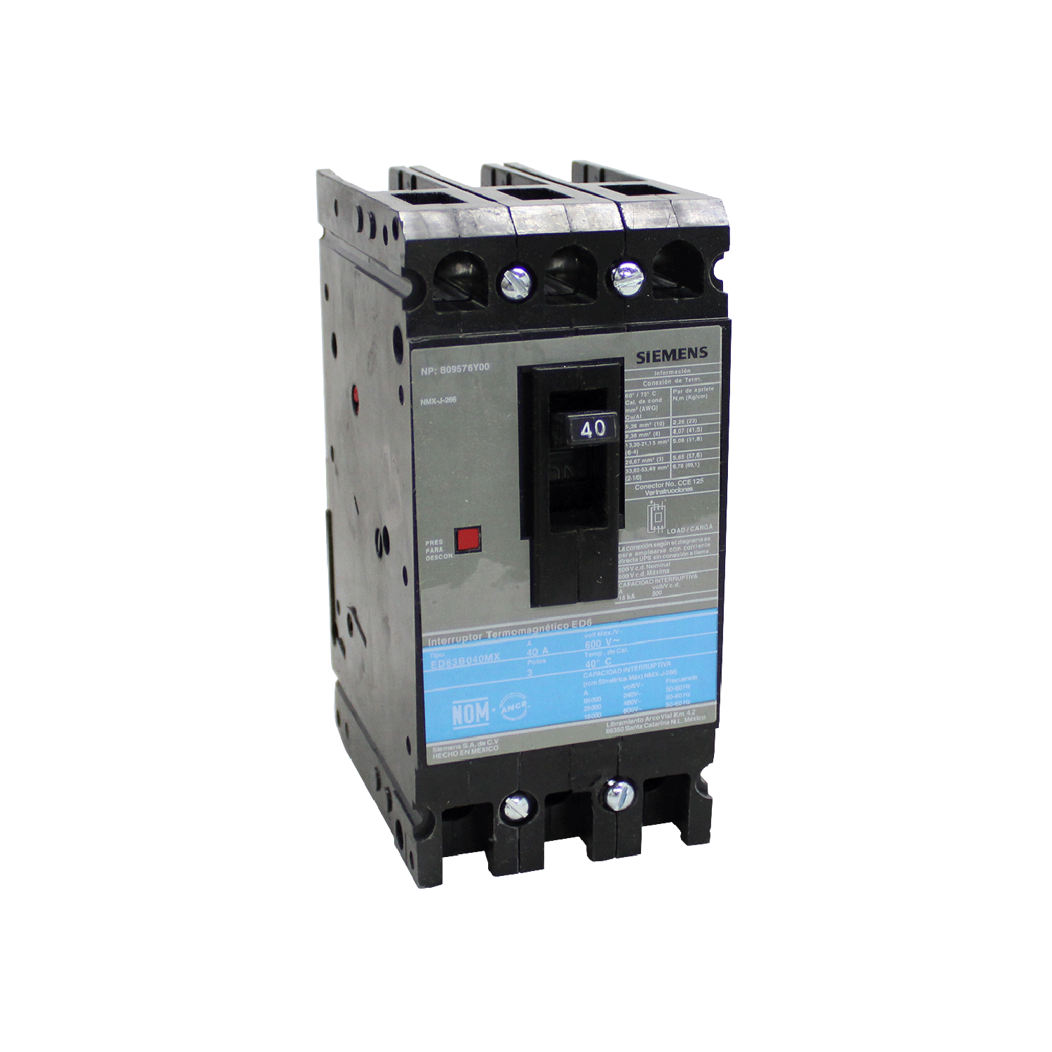 Imagen de INTERRUPTOR ED6 3X40A 65KA/240, 25KA/480, 18KA/600V