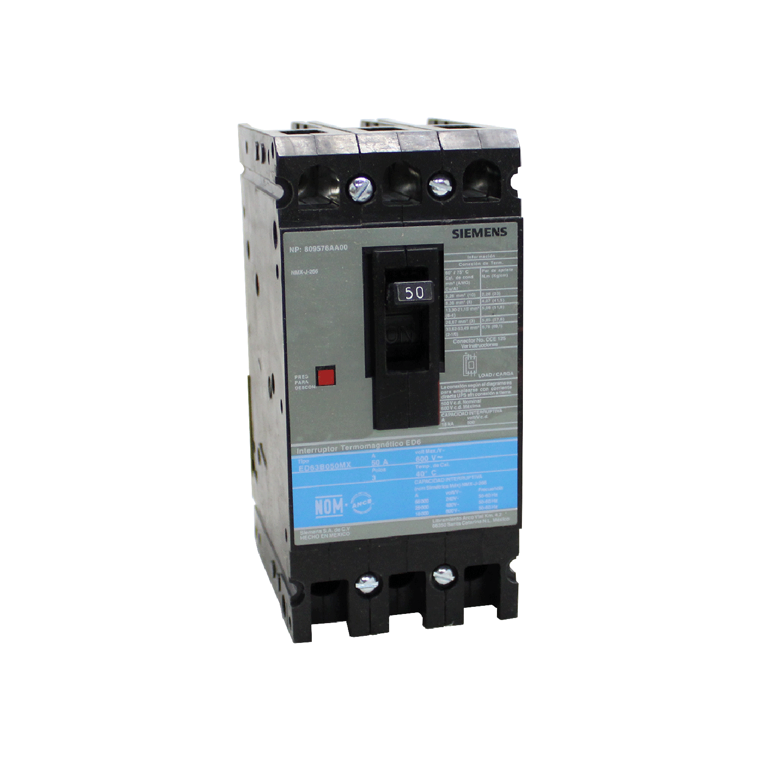 Imagen de INTERRUPTOR ED6 3X50A 65KA/240, 25KA/480, 18KA/600V