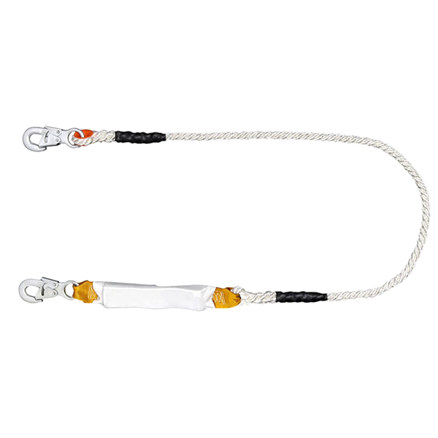 Imagen de CUERDA DE VIDA CON AMORTIGUADOR 2 GANCHOS SEGURO DOBLE 1.50 MTS RESISTENCIA 2082KG TULMEX