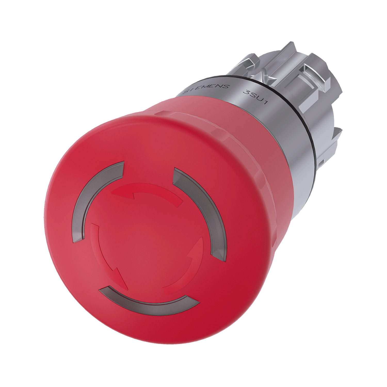 Imagen de BOTON HONGO ROJO PARADA DE EMERGENCIA ILUMINABLE 22 MM METAL DESENCLAVAMIENTO GIRATORIO