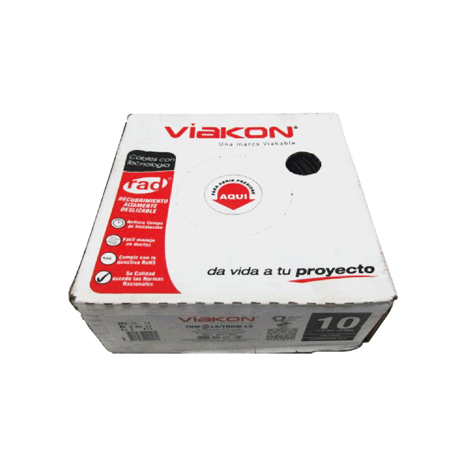 Imagen de CABLE THW-LS / THHW-LS 10 AWG PVC CAJA (VIAKON) "NEGRO"