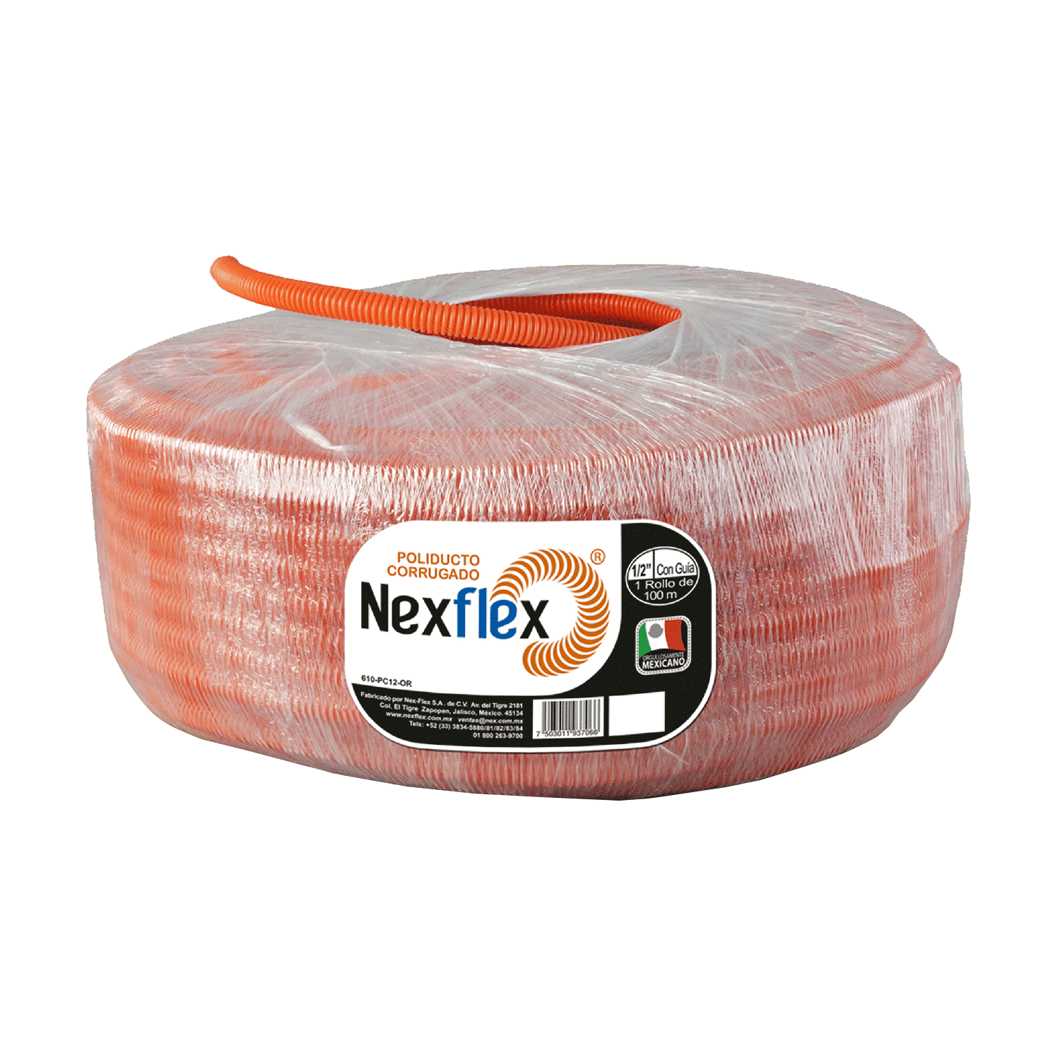 Imagen de NEXFLEX NARANJA 1/2 CON GUIA (ROLLO 100 MTS)