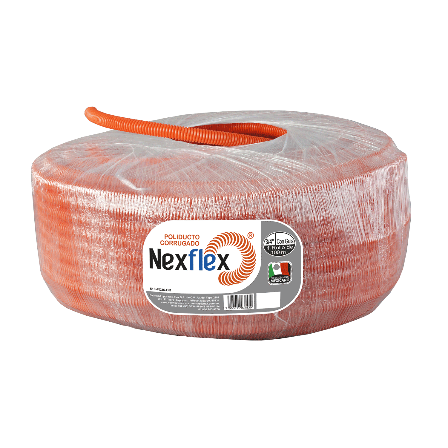 Imagen de NEXFLEX NARANJA 3/4 CON GUIA (ROLLO 100 MTS)