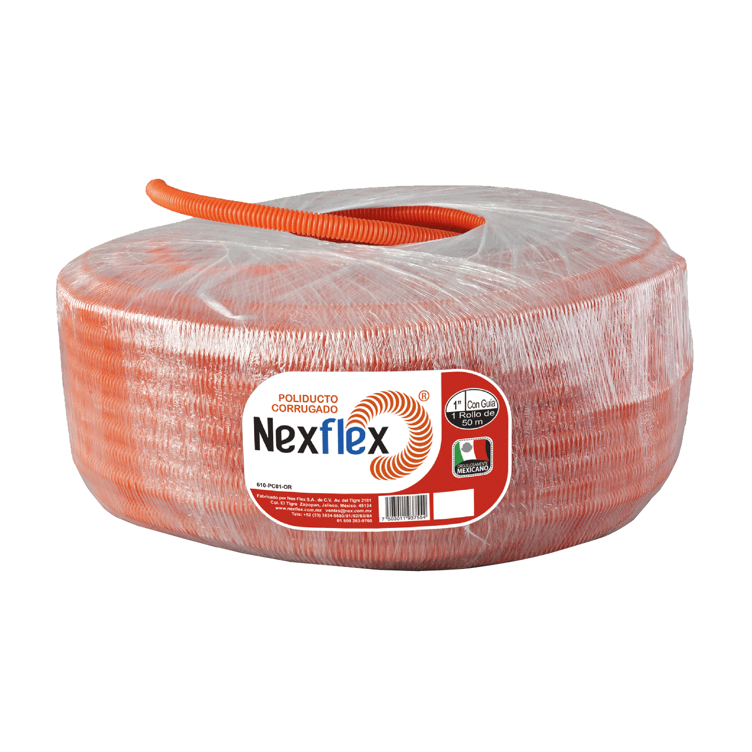 Imagen de NEXFLEX NARANJA 1" CON GUIA (ROLLO 50 MTS)