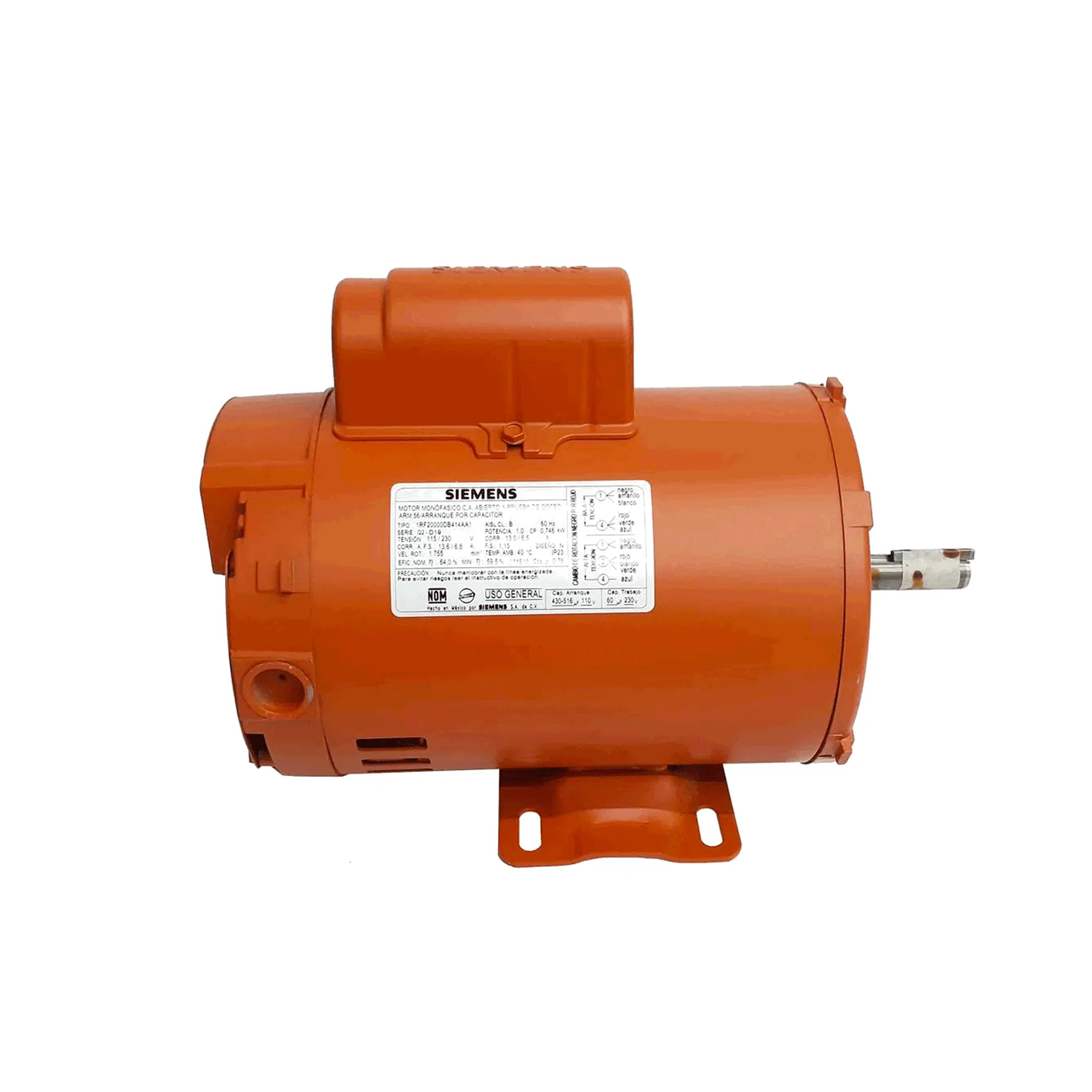 Imagen de MOTOR MONOFASICO 1 HP 2 POLOS 115/230V ARMAZON 56 1RF20000DA404AA1 ELECTROMEX