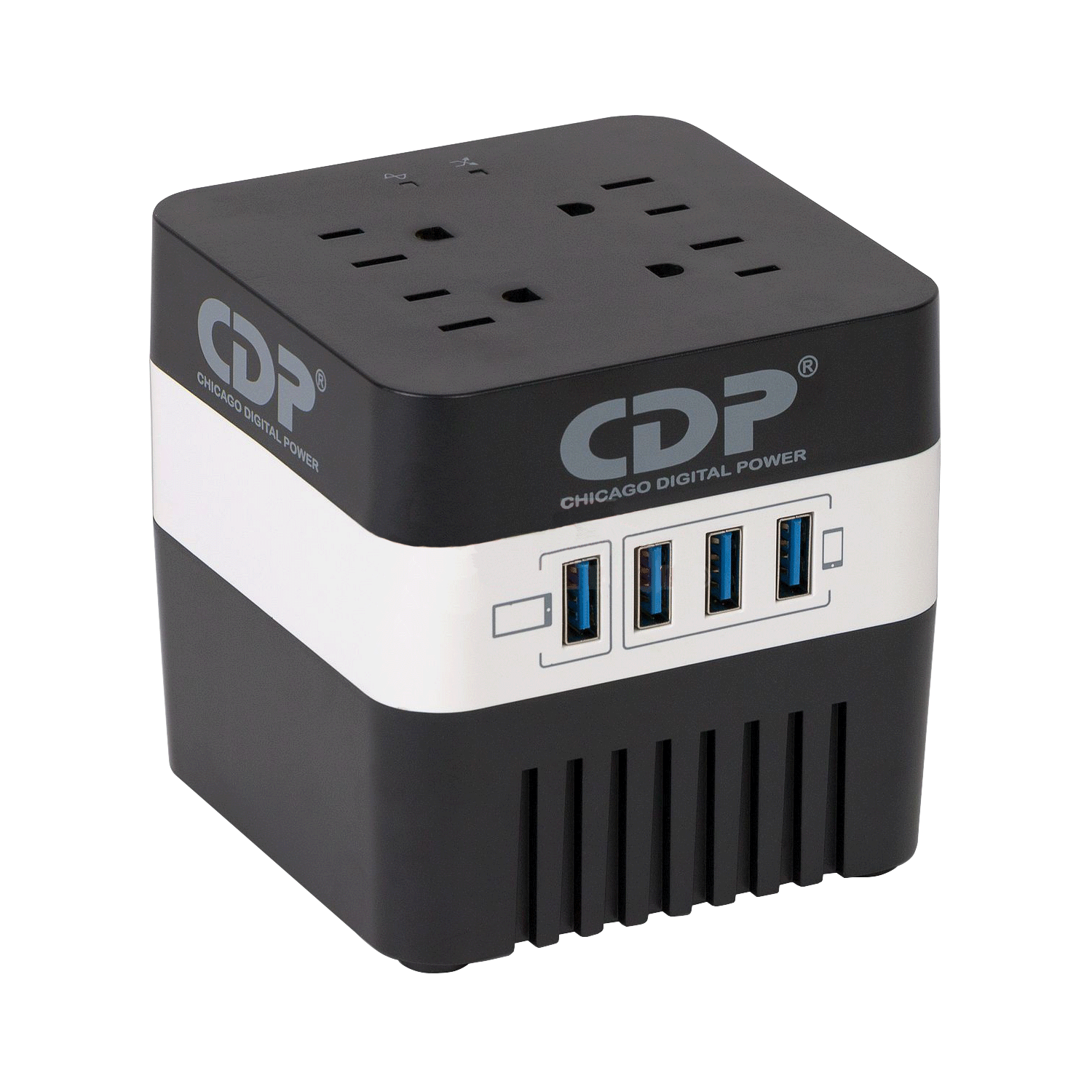 Imagen de REGULADOR DE VOLTAJE 600VA/300W 120V 4 CONTACTOS+ 4 TOMAS USB MARCA CDP