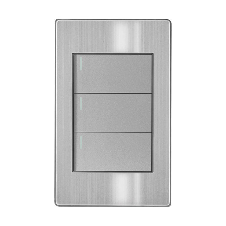 Imagen de PLACA METALICA PLATA 3 APAGADOR 3 VIAS 15A ARTLITE 7503028267385