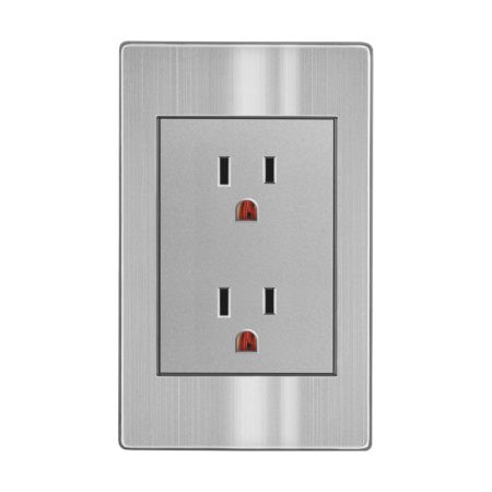 Imagen de PLACA METALICA PLATA CONTACTO DOBLE 15A ARTLITE 7503028267392