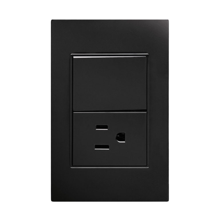 Imagen de PLACA PLASTICO NEGRO CONTACTO SENCILLO + 1 APAGADOR 3 VIAS 15A ARTLITE 7503037194313