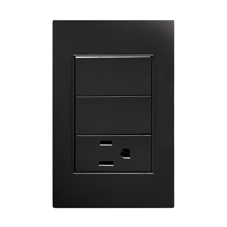 Imagen de PLACA PLASTICO NEGRO CONTACTO SENCILLO + 2 APAGADOR 3 VIAS 15A ARTLITE 7503037194320