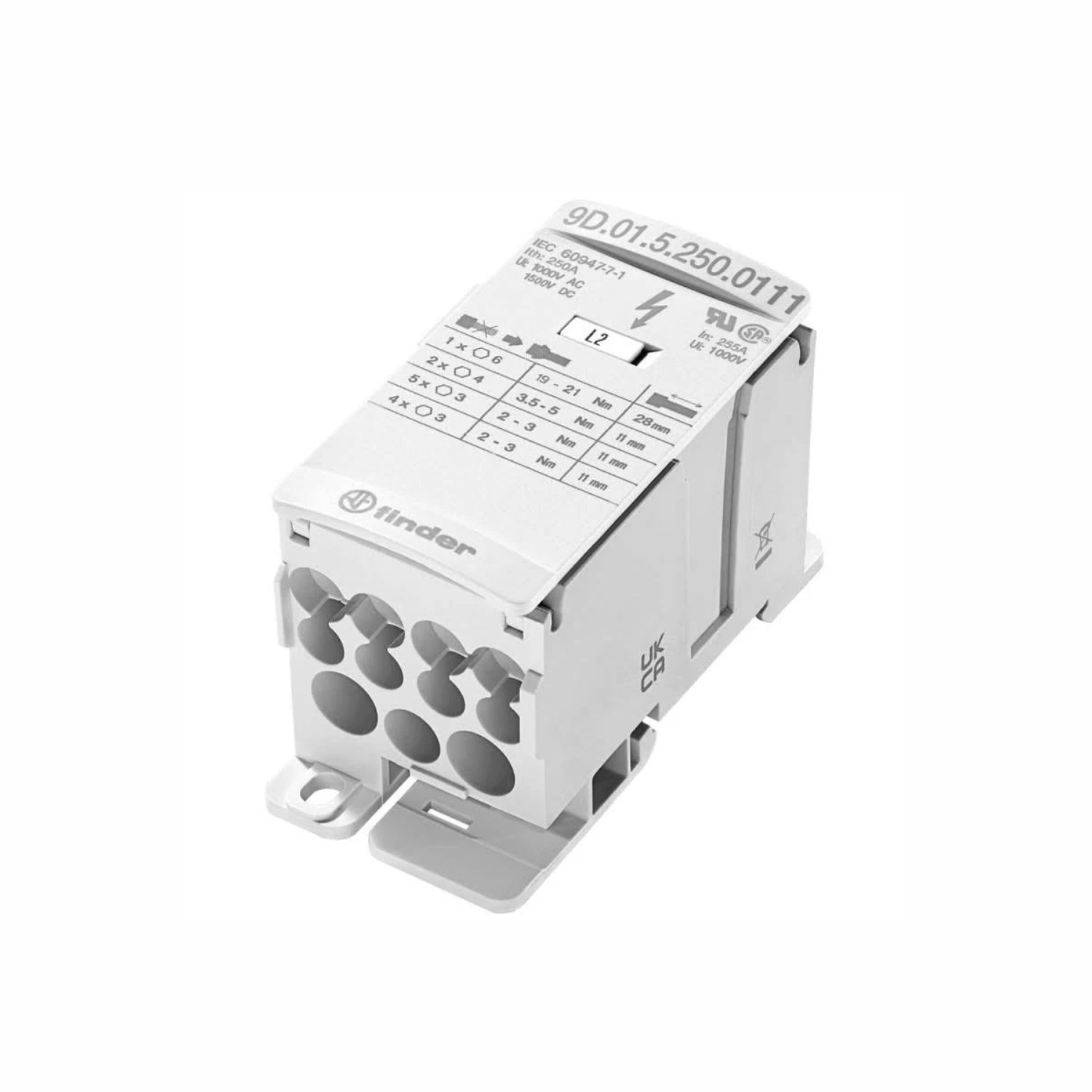 Imagen de BLOQUE DE DISTRIBUCION 250 AMP 12 CONEXIONES-1 DE ENTRADA / 11 DE SALIDA FINDER 9D.01.5.250.0111