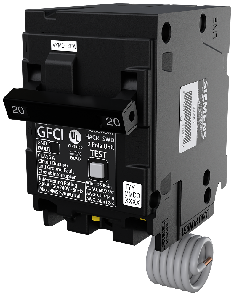 Imagen de PASTILLA INTERRUPTOR QPFB 2X20A 10K 120/240V GFCI 5MA FALLA A TIERRA