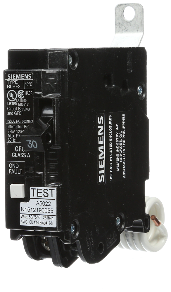 Imagen de PASTILLA INTERRUPTOR BLF 1X30A 10K 120V GFCI 5MA FALLA A TIERRA ATORNILLABLE