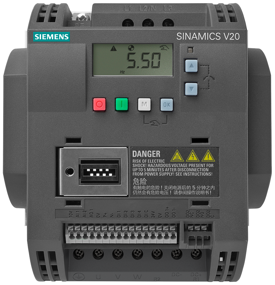 Imagen de VARIADOR SINAMICS V20 ENTRADA TRIFASICA 440V AC 0.37 KW 1/2 HP SIEMENS