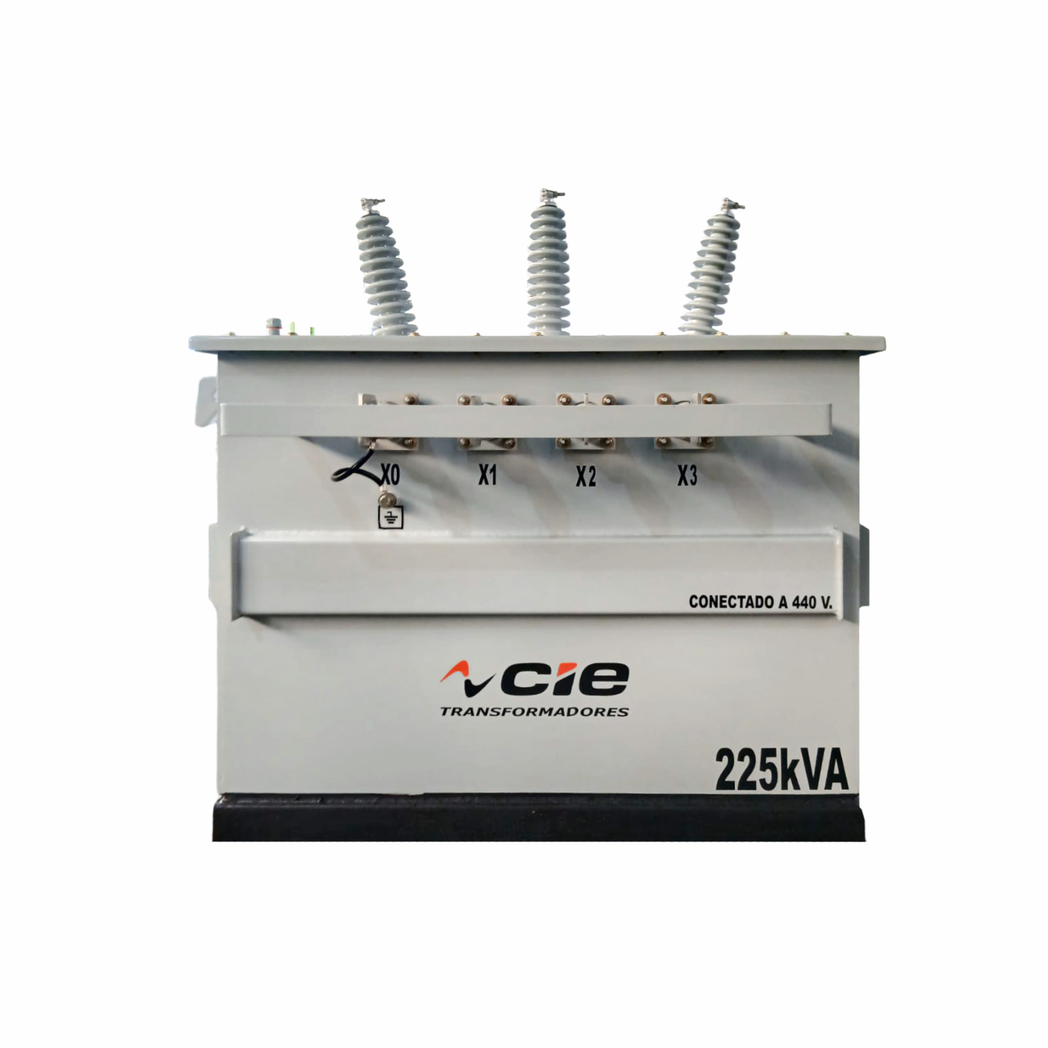 Imagen de TRANSFORMADOR TIPO ESTACION TRIFASICO 225 KVA 33000 440/254 V DOBLE RELACION SIN GARGANTAS MARCA CIE