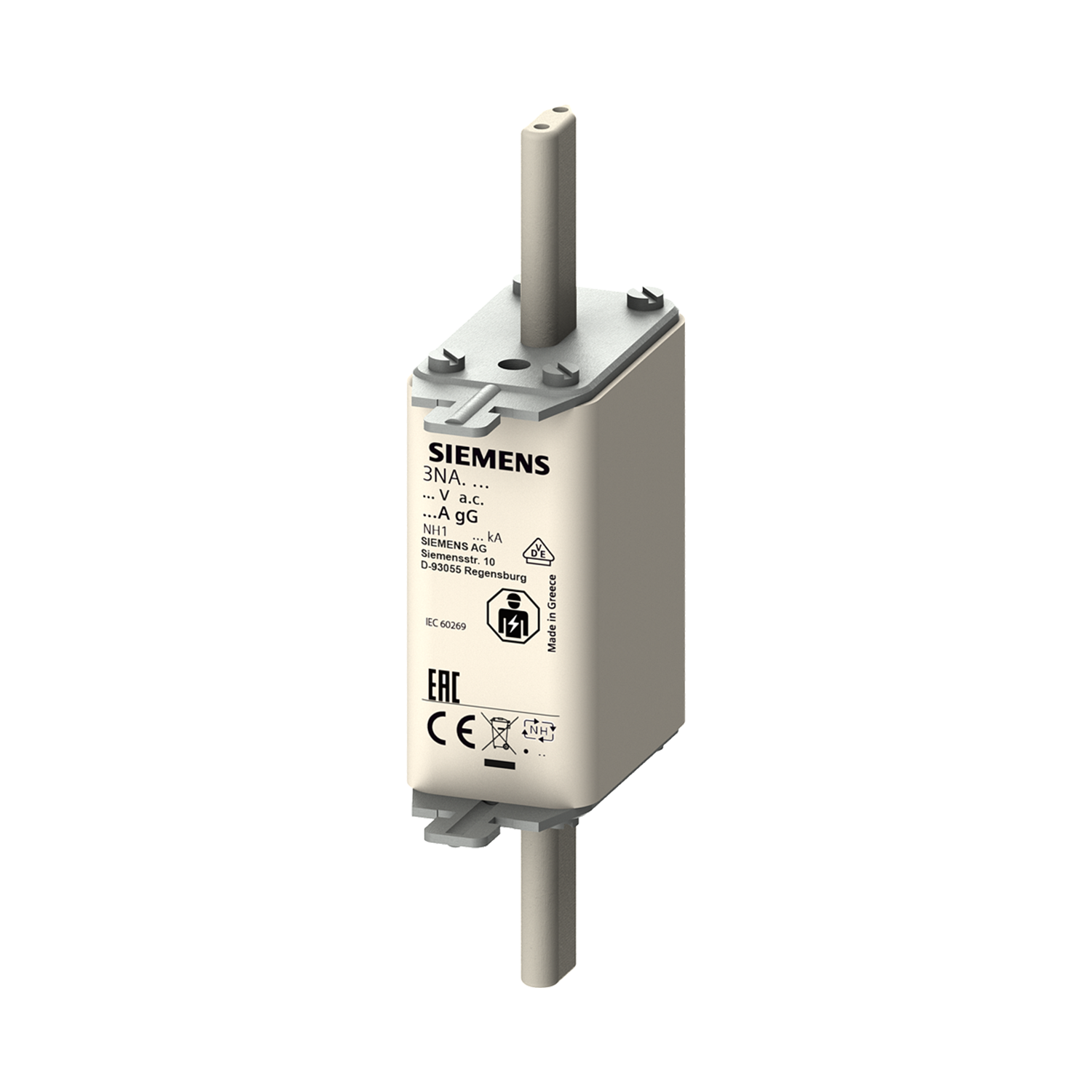 Imagen de FUSIBLE NH 3NA3 122 63 AMP (3NA1218) TAMAÑO 1