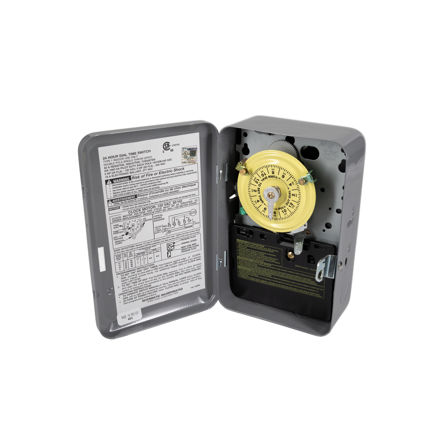 Imagen de INTERRUPTOR HORARIO MECANICO 24 HORAS 40A 120V CAJA METALICA USO INTERIOR INTERMATIC