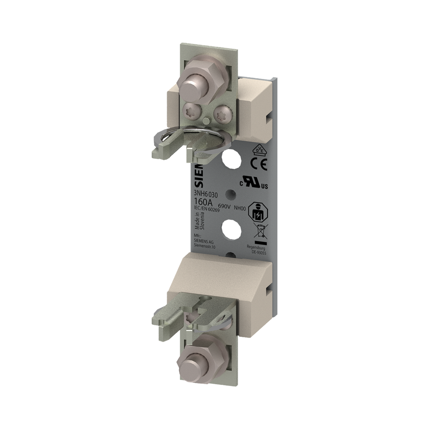 Imagen de BASE PARA FUSIBLES NH CERAMICA TAMAÑO 00 1 POLO 160A 690 V