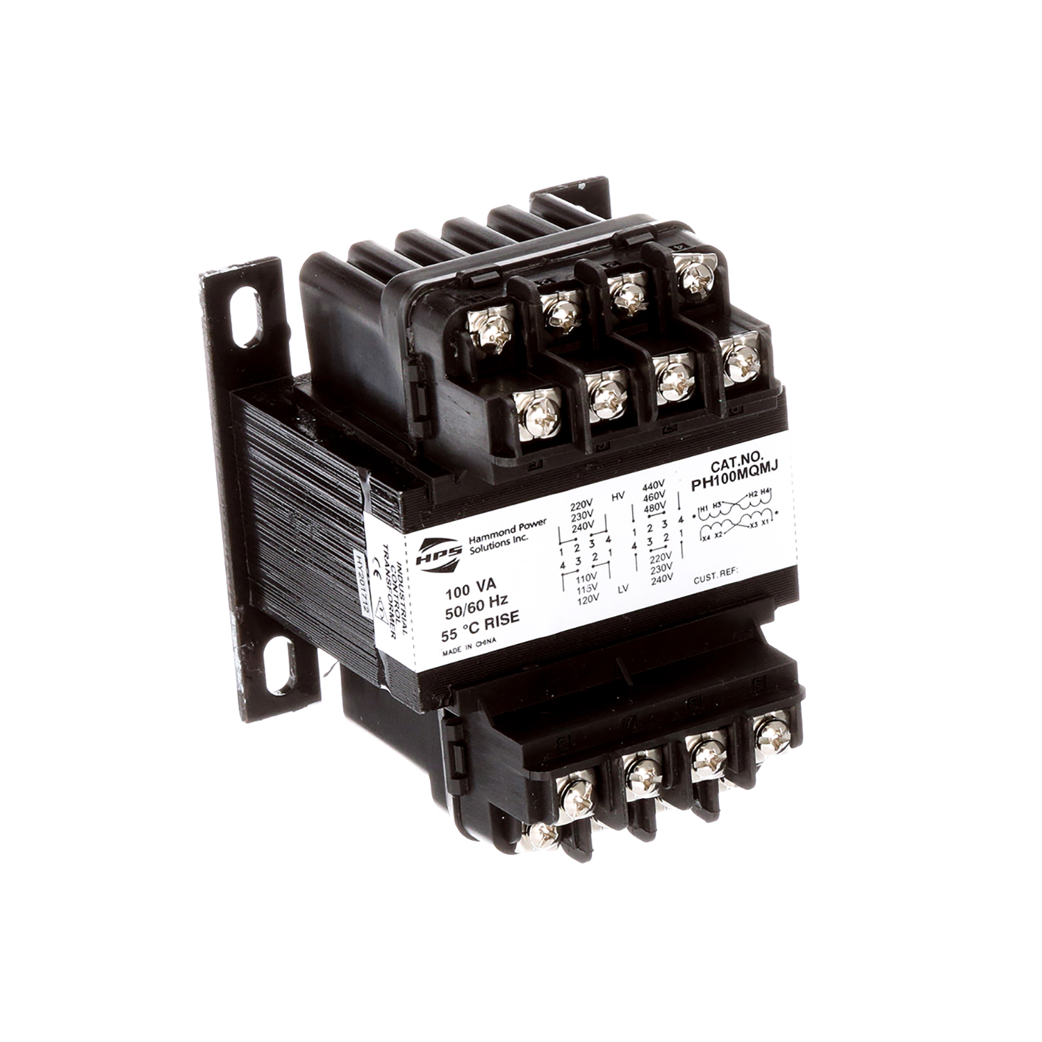 Imagen de TRANSFORMADOR DE CONTROL MOLDEADO 100 VA PRIMARIO 220/440V, SECUNDARIO 110/220V 60HZ HAMMOND