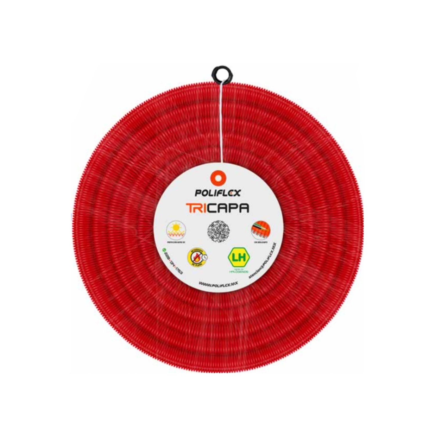 Imagen de POLIDUCTO FLEXIBLE ROJO 3/4" CON GUIA ROLLO 50 MTS POLIFLEX