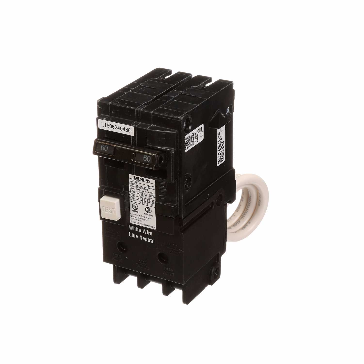 Imagen de PASTILLA INTERRUPTOR QPFB 2X60A 10K 120/240V GFCI 5MA FALLA A TIERRA